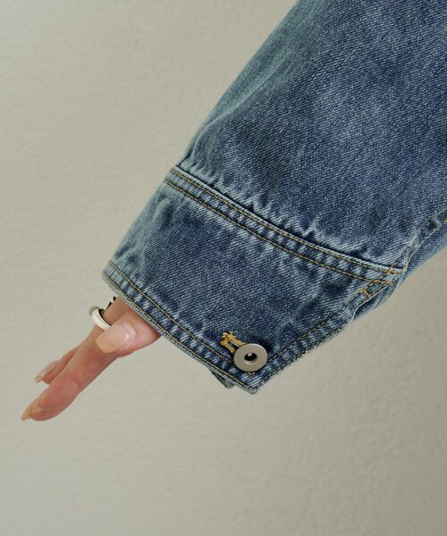 Omekashi（オメカシ）の「ブローチ付きダメージデニムGジャン（デニムジャケット・レディース・ブルー/オフホワイト・FREE）」の9枚目の写真