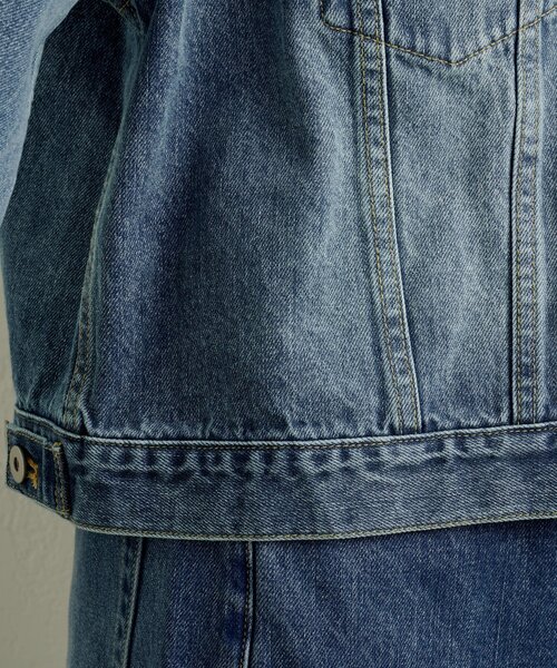 Omekashi（オメカシ）の「ブローチ付きダメージデニムGジャン（デニムジャケット・レディース・ブルー/オフホワイト・FREE）」の8枚目の写真