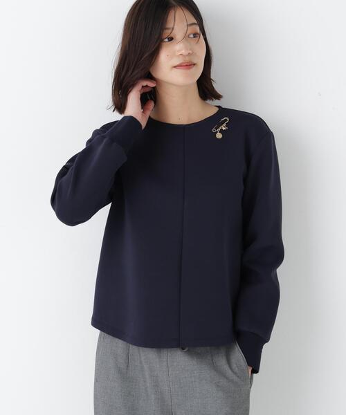 human woman（ヒューマンウーマン）の「◆ダンボールクルーネックプルオーバー（Tシャツ/カットソー・レディース・ベージュ系その他2/ネイビー・MEDIUM）」の20枚目の写真