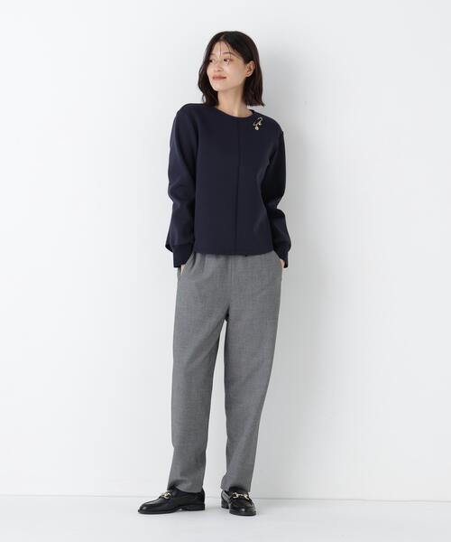 human woman（ヒューマンウーマン）の「◆ダンボールクルーネックプルオーバー（Tシャツ/カットソー・レディース・ベージュ系その他2/ネイビー・MEDIUM）」の21枚目の写真