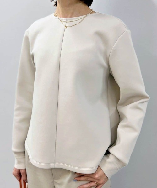 human woman（ヒューマンウーマン）の「◆ダンボールクルーネックプルオーバー（Tシャツ/カットソー・レディース・ベージュ系その他2/ネイビー・MEDIUM）」の3枚目の写真