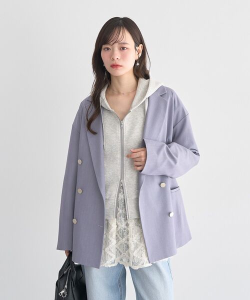 earth music&ecology（アースミュージックアンドエコロジー）の「エアもちフーディブルゾン（パーカー・レディース・杢グレー/アイボリー/ブラック・FREE）」の13枚目の写真