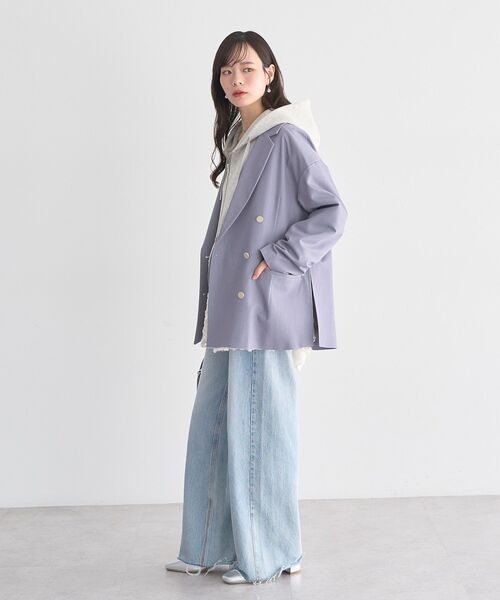 earth music&ecology（アースミュージックアンドエコロジー）の「エアもちフーディブルゾン（パーカー・レディース・杢グレー/アイボリー/ブラック・FREE）」の15枚目の写真