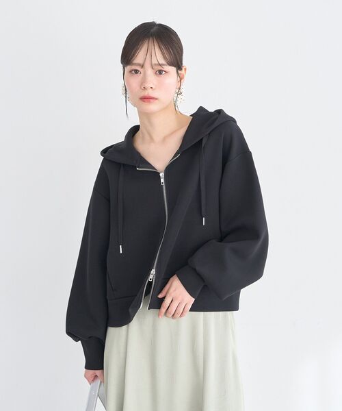 earth music&ecology（アースミュージックアンドエコロジー）の「エアもちフーディブルゾン（パーカー・レディース・杢グレー/アイボリー/ブラック・FREE）」の17枚目の写真