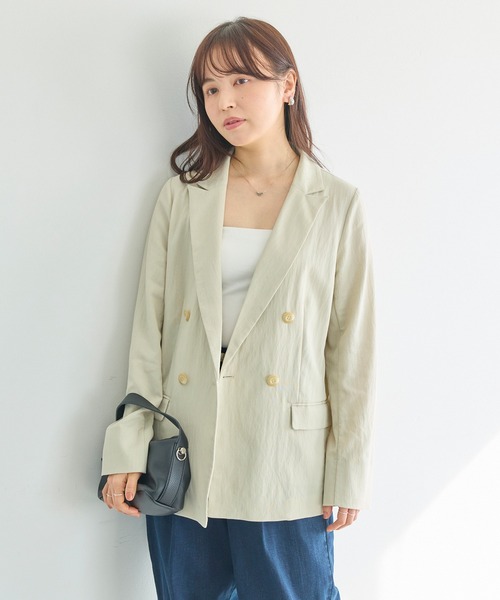 LAVEANGE（ラビアンジェ）の「【洗える】ダブルボタンテーラードジャケット（テーラードジャケット・レディース・ネイビー/ベージュ・LL/M/5L/4L/3L）」の15枚目の写真