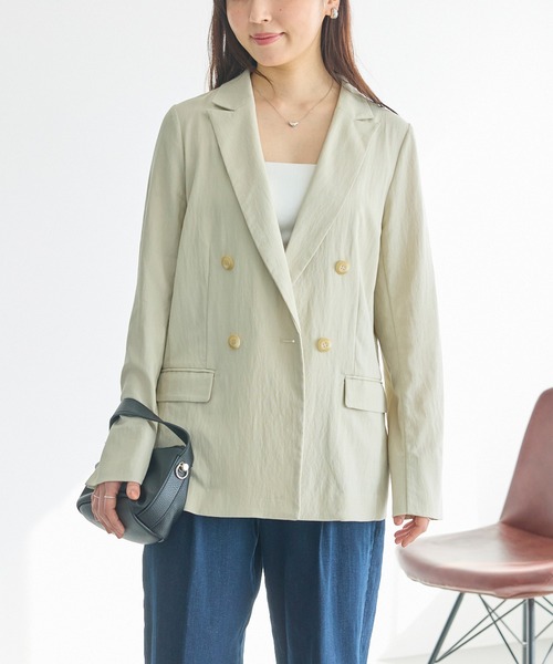 LAVEANGE（ラビアンジェ）の「【洗える】ダブルボタンテーラードジャケット（テーラードジャケット・レディース・ネイビー/ベージュ・LL/M/5L/4L/3L）」の16枚目の写真