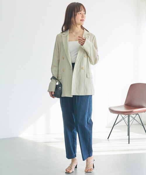 LAVEANGE（ラビアンジェ）の「【洗える】ダブルボタンテーラードジャケット（テーラードジャケット・レディース・ネイビー/ベージュ・LL/M/5L/4L/3L）」の21枚目の写真