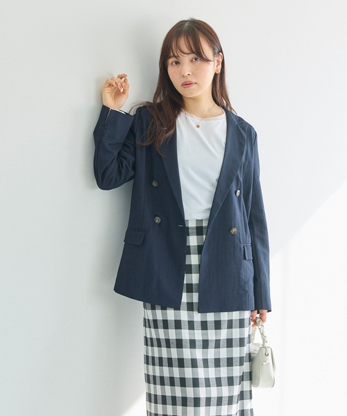 LAVEANGE（ラビアンジェ）の「【洗える】ダブルボタンテーラードジャケット（テーラードジャケット・レディース・ネイビー/ベージュ・LL/M/5L/4L/3L）」の5枚目の写真