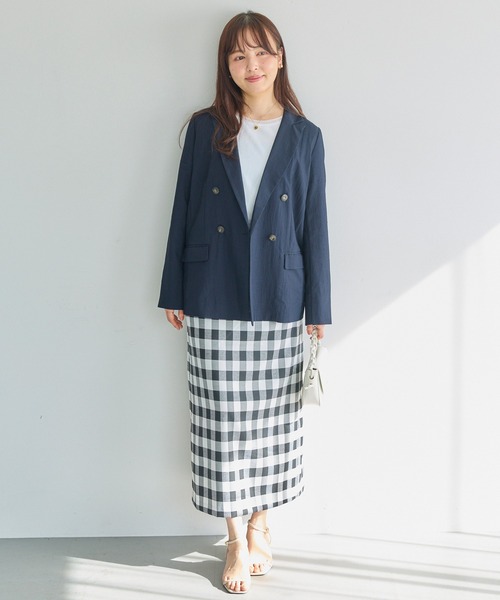 LAVEANGE（ラビアンジェ）の「【洗える】ダブルボタンテーラードジャケット（テーラードジャケット・レディース・ネイビー/ベージュ・LL/M/5L/4L/3L）」の8枚目の写真