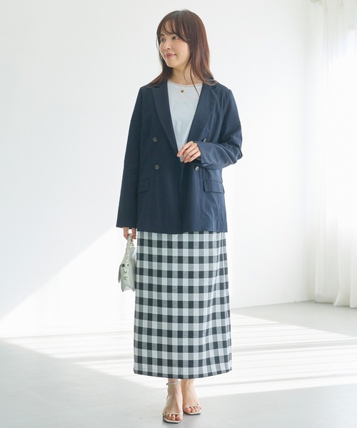 LAVEANGE（ラビアンジェ）の「【洗える】ダブルボタンテーラードジャケット（テーラードジャケット・レディース・ネイビー/ベージュ・LL/M/5L/4L/3L）」の9枚目の写真