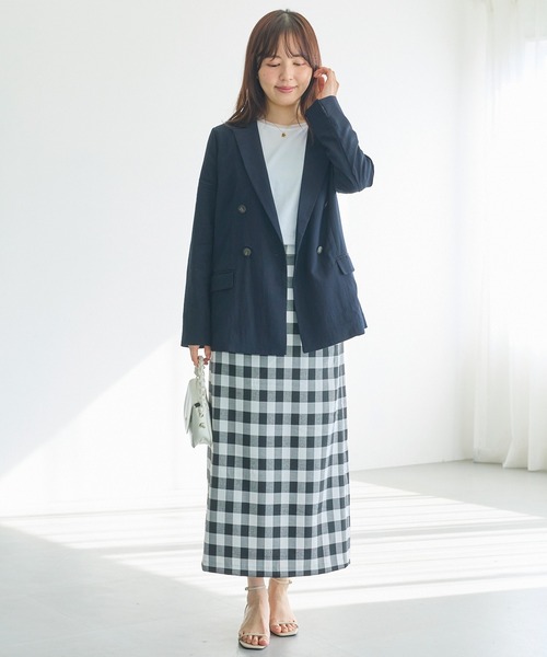 LAVEANGE（ラビアンジェ）の「【洗える】ダブルボタンテーラードジャケット（テーラードジャケット・レディース・ネイビー/ベージュ・LL/M/5L/4L/3L）」の10枚目の写真