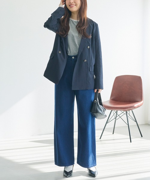 LAVEANGE（ラビアンジェ）の「【洗える】ダブルボタンテーラードジャケット（テーラードジャケット・レディース・ネイビー/ベージュ・LL/M/5L/4L/3L）」の14枚目の写真