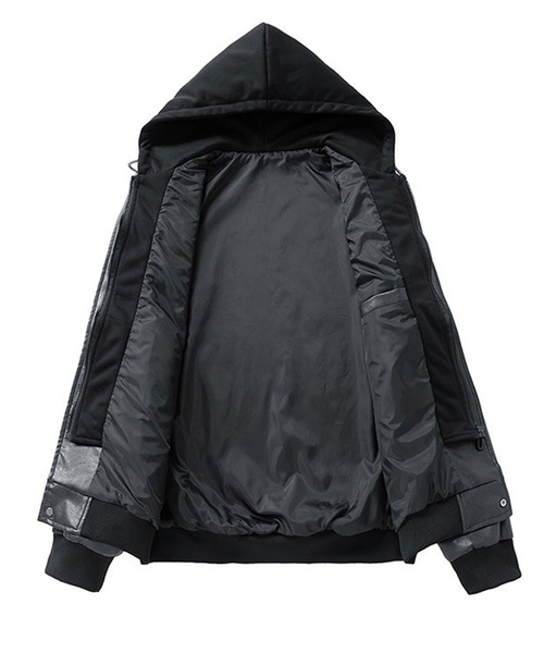 CALIFORNIA OUTFITTERS（カリフォルニア アウトフィッターズ）の「12A10-SZ  PUレザー フーデッドブルゾン（その他アウター・メンズ・ブラック・M/L/XL）」の3枚目の写真