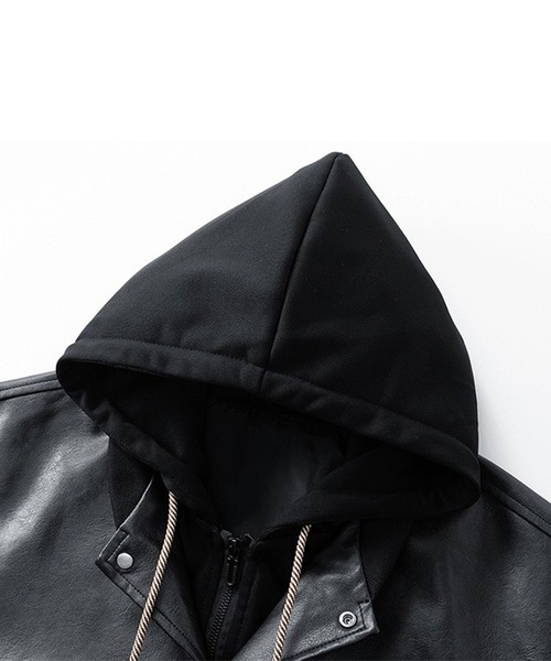 CALIFORNIA OUTFITTERS（カリフォルニア アウトフィッターズ）の「12A10-SZ  PUレザー フーデッドブルゾン（その他アウター・メンズ・ブラック・M/L/XL）」の4枚目の写真
