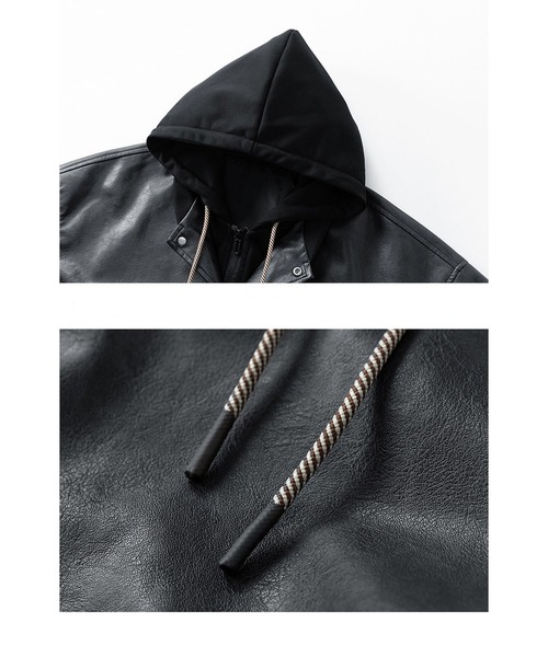CALIFORNIA OUTFITTERS（カリフォルニア アウトフィッターズ）の「12A10-SZ  PUレザー フーデッドブルゾン（その他アウター・メンズ・ブラック・M/L/XL）」の8枚目の写真