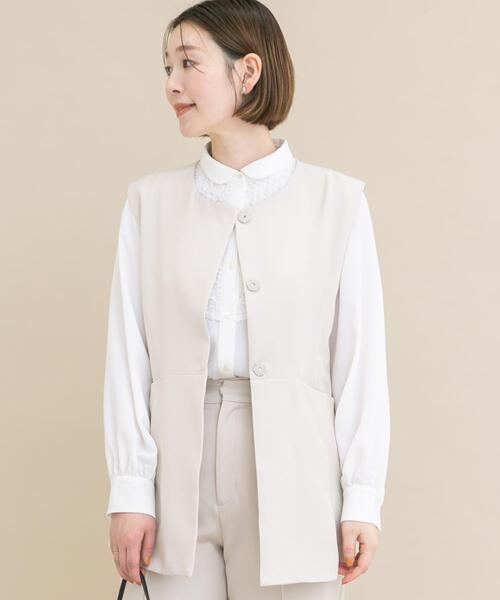 URBAN RESEARCH ROSSO WOMEN（アーバンリサーチ　ロッソ）の「『WEB/一部店舗限定』『SHORT/TALLサイズあり』ペプラムジレ+テーパードパンツ（セットアップ・レディース・ネイビー/ホワイト系その他/ブラック・38/SHORT/36/TALL）」の9枚目の写真