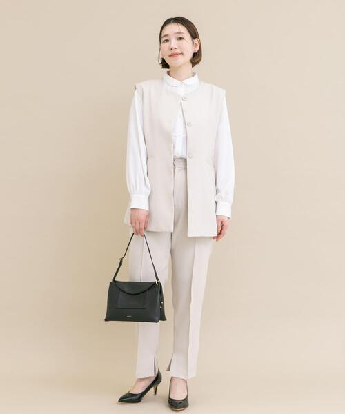 URBAN RESEARCH ROSSO WOMEN（アーバンリサーチ　ロッソ）の「『WEB/一部店舗限定』『SHORT/TALLサイズあり』ペプラムジレ+テーパードパンツ（セットアップ・レディース・ネイビー/ホワイト系その他/ブラック・38/SHORT/36/TALL）」の14枚目の写真