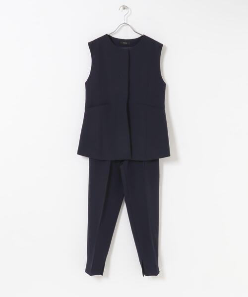 URBAN RESEARCH ROSSO WOMEN（アーバンリサーチ　ロッソ）の「『WEB/一部店舗限定』『SHORT/TALLサイズあり』ペプラムジレ+テーパードパンツ（セットアップ・レディース・ネイビー/ホワイト系その他/ブラック・38/SHORT/36/TALL）」の5枚目の写真