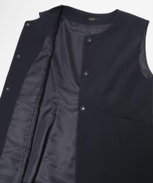 URBAN RESEARCH ROSSO WOMEN（アーバンリサーチ　ロッソ）の「『WEB/一部店舗限定』『SHORT/TALLサイズあり』ペプラムジレ+テーパードパンツ（セットアップ・レディース・ネイビー/ホワイト系その他/ブラック・38/SHORT/36/TALL）」の6枚目の写真