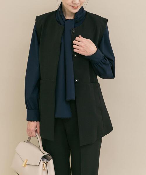 URBAN RESEARCH ROSSO WOMEN（アーバンリサーチ　ロッソ）の「『WEB/一部店舗限定』『SHORT/TALLサイズあり』ペプラムジレ+テーパードパンツ（セットアップ・レディース・ネイビー/ホワイト系その他/ブラック・38/SHORT/36/TALL）」の16枚目の写真