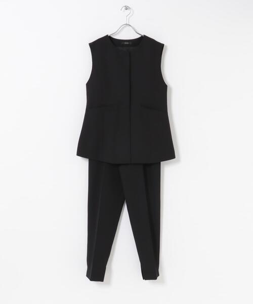 URBAN RESEARCH ROSSO WOMEN（アーバンリサーチ　ロッソ）の「『WEB/一部店舗限定』『SHORT/TALLサイズあり』ペプラムジレ+テーパードパンツ（セットアップ・レディース・ネイビー/ホワイト系その他/ブラック・38/SHORT/36/TALL）」の4枚目の写真