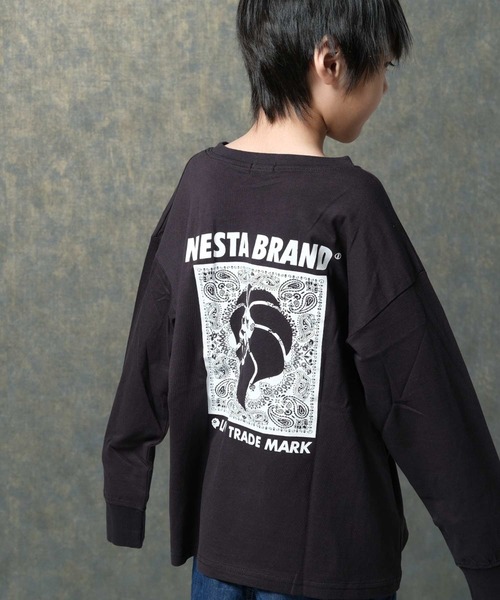 NESTA BRAND（ネスタブランド）の「【NESTA/ネスタ】オーバーサイズ バックプリント ロング Tシャツ（Tシャツ/カットソー・キッズ・ブラック/グレー系その他/オフホワイト/ブラック系その他/グレー系その他2/チャコール/杢グレー/ホワイト系その他・110/120/130/140/150/160）」の4枚目の写真