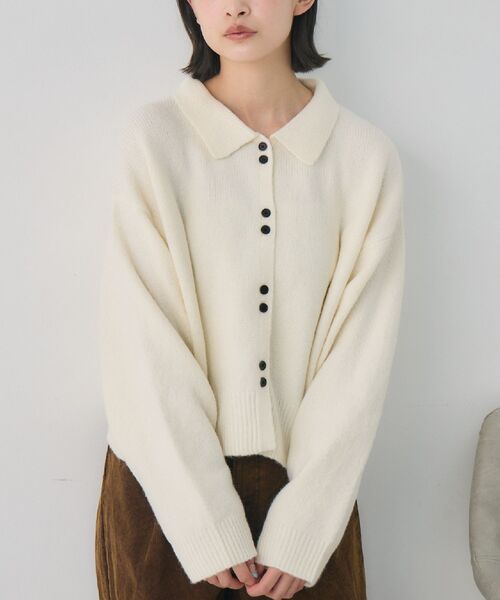 RETRO GIRL(レトロガール)の「ダブルボタン襟付きカーデ(カーディガン/ボレロ・レディース・ライトグレー/ピンク/ナチュラル・FREE)」の1枚目の写真