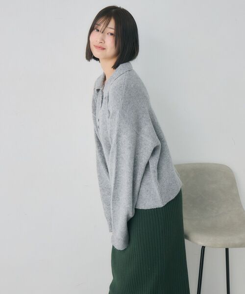 RETRO GIRL(レトロガール)の「ダブルボタン襟付きカーデ(カーディガン/ボレロ・レディース・ライトグレー/ピンク/ナチュラル・FREE)」の13枚目の写真