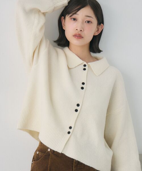 RETRO GIRL(レトロガール)の「ダブルボタン襟付きカーデ(カーディガン/ボレロ・レディース・ライトグレー/ピンク/ナチュラル・FREE)」の14枚目の写真