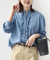 【WEB限定】〈洗濯機可能〉ライトオンス フリル デニム シャツ