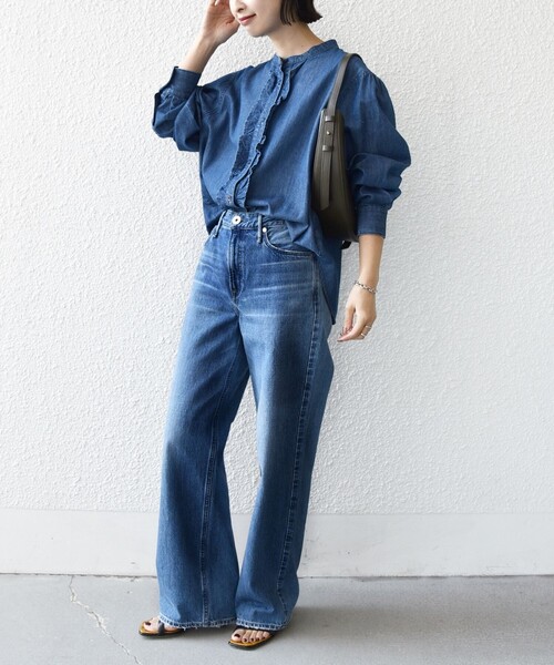 SHIPS（シップス）の「【WEB限定】〈洗濯機可能〉ライトオンス フリル デニム シャツ（シャツ/ブラウス・レディース・ライトブルー/ブルー・ONE SIZE）」の16枚目の写真