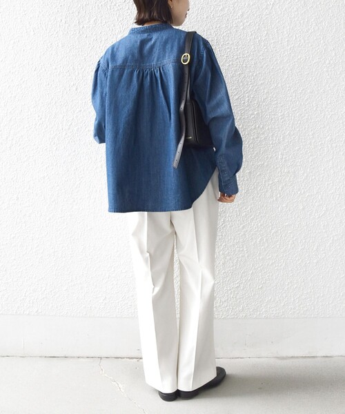 WEB限定】〈洗濯機可能〉ライトオンス フリル デニム シャツ（シャツ