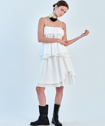DRAPE BANDING MIDI SKIRT - WHITE