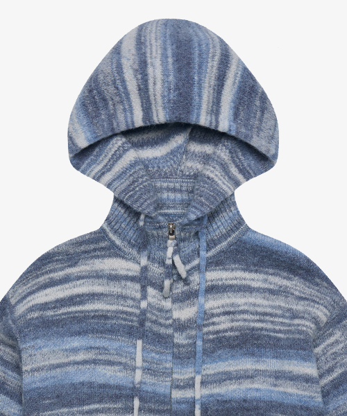 GOLDEN SNSHINE(ゴールデン サンシャイン)の「Wool stripe knit hood zip-up_Blue(パーカー・レディース・その他・M/L)」の3枚目の写真