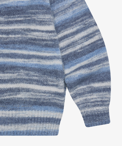 GOLDEN SNSHINE(ゴールデン サンシャイン)の「Wool stripe knit hood zip-up_Blue(パーカー・レディース・その他・M/L)」の4枚目の写真