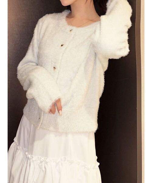 RESEXXY(リゼクシー)の「ラメシャギーカーディガン(カーディガン/ボレロ・レディース・グレー/ホワイト/ピンク・FREE)」の1枚目の写真