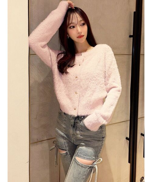 RESEXXY(リゼクシー)の「ラメシャギーカーディガン(カーディガン/ボレロ・レディース・グレー/ホワイト/ピンク・FREE)」の4枚目の写真