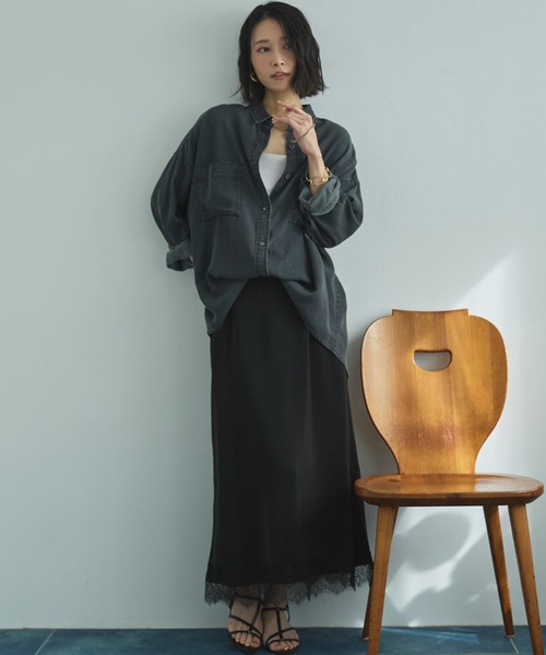 Doux archives（ドゥアルシーヴ）の「レースサテンスカート（スカート・レディース・グレー/オフホワイト/ブラック・FREE）」の22枚目の写真