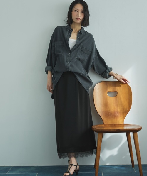 Doux archives（ドゥアルシーヴ）の「レースサテンスカート（スカート・レディース・グレー/オフホワイト/ブラック・FREE）」の20枚目の写真