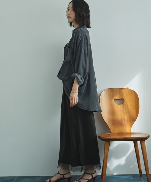 Doux archives（ドゥアルシーヴ）の「レースサテンスカート（スカート・レディース・グレー/オフホワイト/ブラック・FREE）」の18枚目の写真