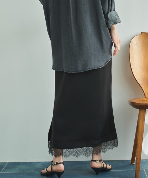 Doux archives（ドゥアルシーヴ）の「レースサテンスカート（スカート・レディース・グレー/オフホワイト/ブラック・FREE）」の12枚目の写真