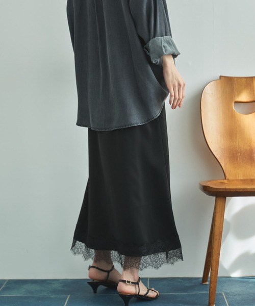 Doux archives（ドゥアルシーヴ）の「レースサテンスカート（スカート・レディース・グレー/オフホワイト/ブラック・FREE）」の11枚目の写真