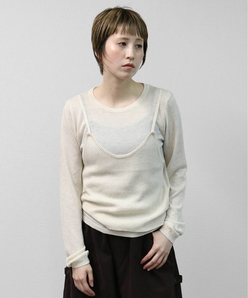 THE CELL.(ザセルドット)の「【WEB限定商品】キャミソールレイヤードソフトタッチニット LAYERED CAMISOLE SOFT-TOUCH KNIT(ニット/セーター・レディース・アイボリー/グレー・FREE)」の7枚目の写真