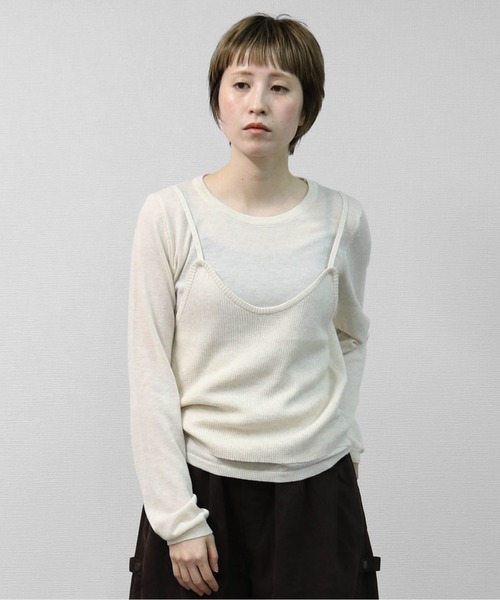 THE CELL.(ザセルドット)の「【WEB限定商品】キャミソールレイヤードソフトタッチニット LAYERED CAMISOLE SOFT-TOUCH KNIT(ニット/セーター・レディース・アイボリー/グレー・FREE)」の8枚目の写真