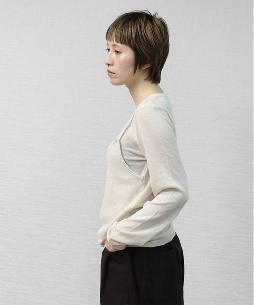 THE CELL.(ザセルドット)の「【WEB限定商品】キャミソールレイヤードソフトタッチニット LAYERED CAMISOLE SOFT-TOUCH KNIT(ニット/セーター・レディース・アイボリー/グレー・FREE)」の10枚目の写真