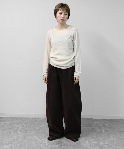 THE CELL.(ザセルドット)の「【WEB限定商品】キャミソールレイヤードソフトタッチニット LAYERED CAMISOLE SOFT-TOUCH KNIT(ニット/セーター・レディース・アイボリー/グレー・FREE)」の13枚目の写真