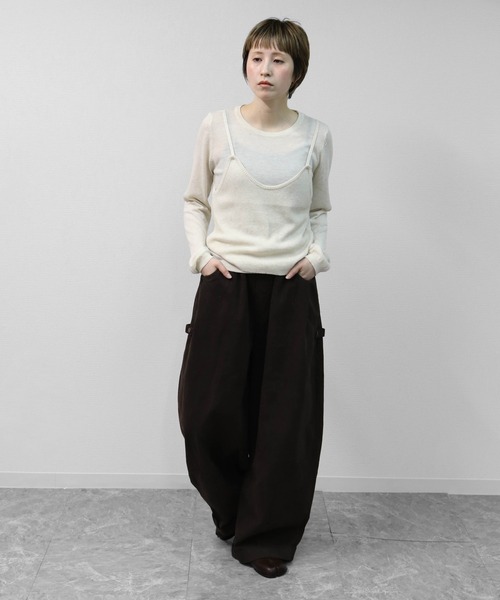 THE CELL.(ザセルドット)の「【WEB限定商品】キャミソールレイヤードソフトタッチニット LAYERED CAMISOLE SOFT-TOUCH KNIT(ニット/セーター・レディース・アイボリー/グレー・FREE)」の12枚目の写真