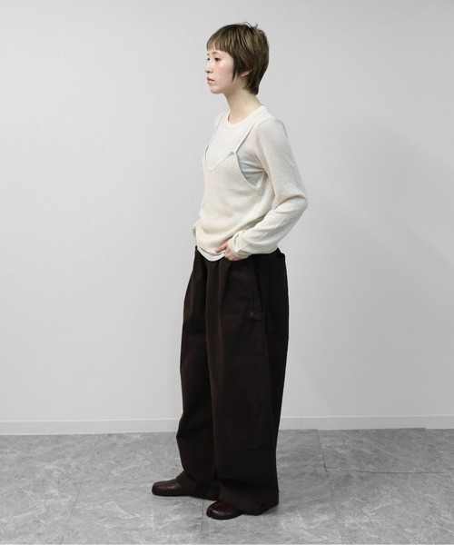THE CELL.(ザセルドット)の「【WEB限定商品】キャミソールレイヤードソフトタッチニット LAYERED CAMISOLE SOFT-TOUCH KNIT(ニット/セーター・レディース・アイボリー/グレー・FREE)」の11枚目の写真
