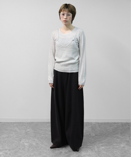 THE CELL.(ザセルドット)の「【WEB限定商品】キャミソールレイヤードソフトタッチニット LAYERED CAMISOLE SOFT-TOUCH KNIT(ニット/セーター・レディース・アイボリー/グレー・FREE)」の16枚目の写真