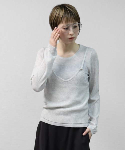 THE CELL.(ザセルドット)の「【WEB限定商品】キャミソールレイヤードソフトタッチニット LAYERED CAMISOLE SOFT-TOUCH KNIT(ニット/セーター・レディース・アイボリー/グレー・FREE)」の17枚目の写真